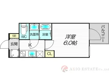 セレニテフラン新大阪(1K/4階)の間取り写真