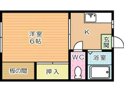 パナハイツカトレア(1K/2階)の間取り写真