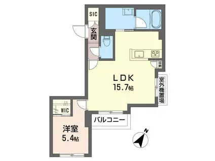 ベル・ヴィラージュ(1LDK/2階)の間取り写真