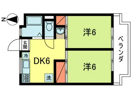 アサガハイツ(2DK/1階)の間取り写真