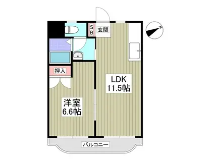 シャトル春日(1LDK/3階)の間取り写真