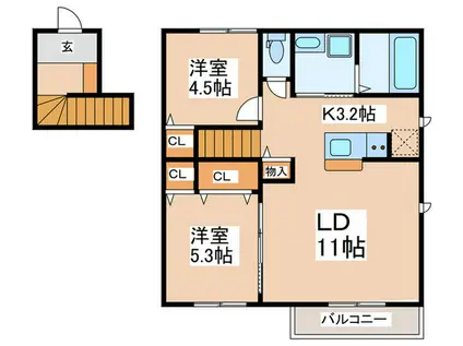 メゾン アリッサム(2LDK/2階)の間取り写真