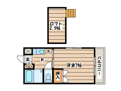 グランディオーヤマ(1K/2階)の間取り写真