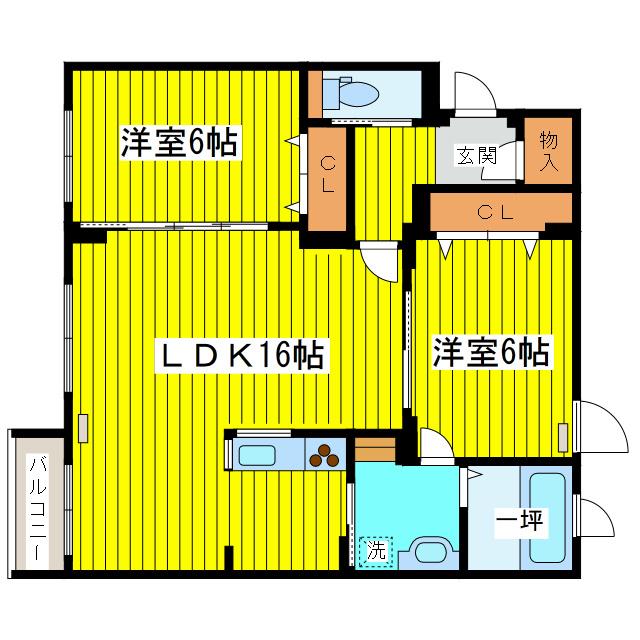 グランディア(2LDK/5階)の間取り写真