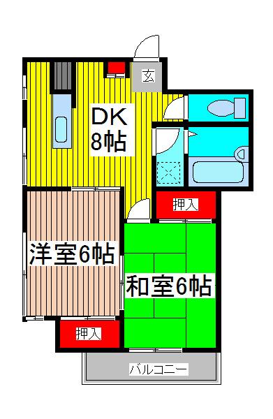 エクセレント松田(2LDK/2階)の間取り写真