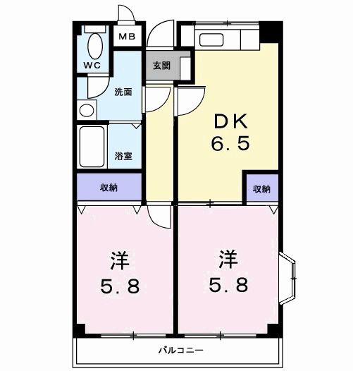 上田マンション(2DK/2階)の間取り写真