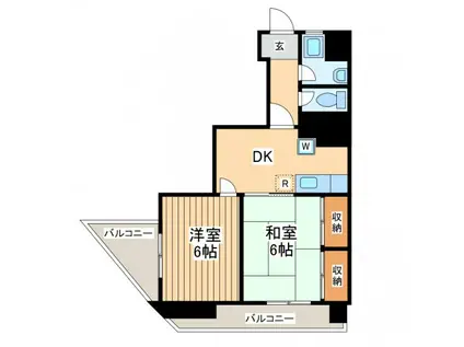 ハイネス立川(2DK/2階)の間取り写真