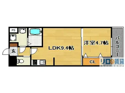 MANGOKUKEI(1LDK/6階)の間取り写真