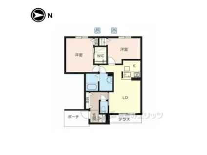 アシスト木津(2LDK/1階)の間取り写真