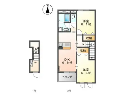 CALM-E(2DK/2階)の間取り写真