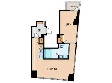KUKAI TERRACE白金高輪(1LDK/9階)の間取り写真