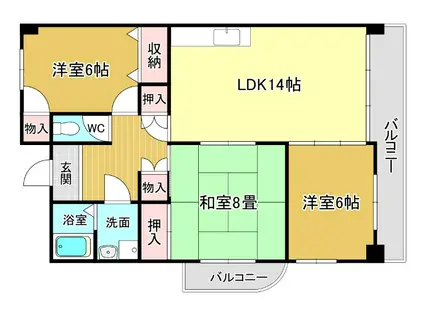 ソレーユミノオ(3LDK/7階)の間取り写真