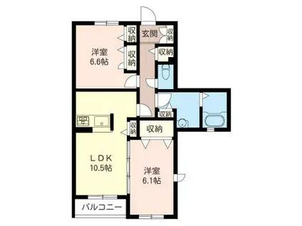 グランKコートC(2LDK/2階)の間取り写真