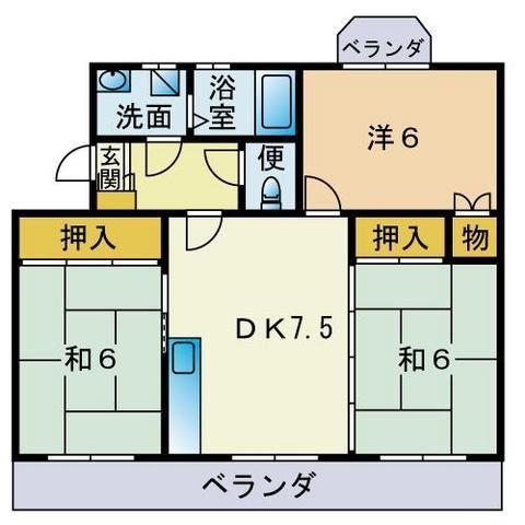 桧原ハイツ(3DK/2階)の間取り写真