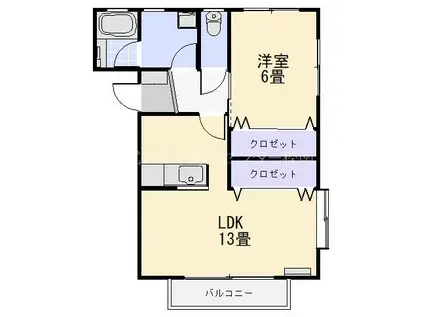 あすなろ B棟(1LDK/1階)の間取り写真