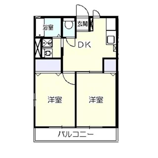 シルフハイム(2DK/2階)の間取り写真