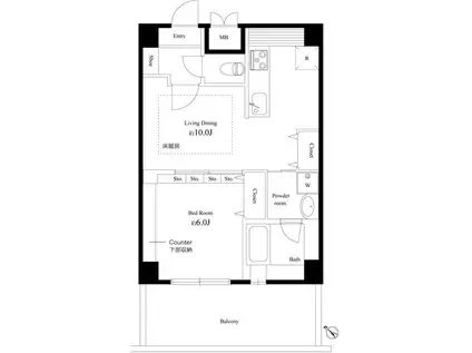 八潮パークスクエア(1LDK/8階)の間取り写真