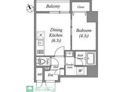 クオリタス浜田山(1DK/1階)の間取り写真