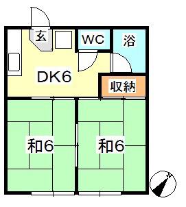 コーポ中沖 A棟(2DK/1階)の間取り写真