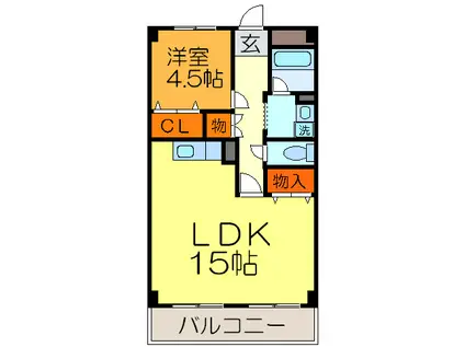 エステマール弥刀(1LDK/2階)の間取り写真