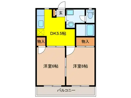 プチメゾン竹内II(2DK/2階)の間取り写真