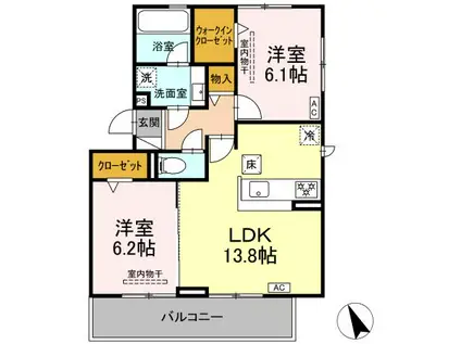 スターブル幸加II(2LDK/1階)の間取り写真