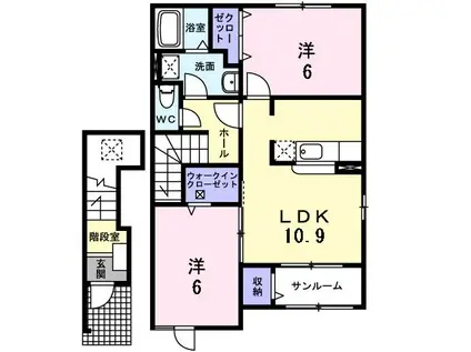 ファミール ハウスV B(2LDK/2階)の間取り写真