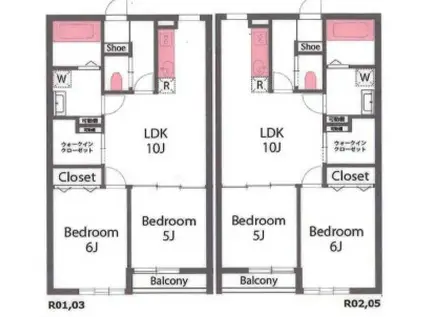 ウェルデンス熊谷C(2LDK/1階)の間取り写真
