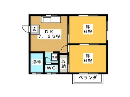 なにわハイツ D(2DK/1階)の間取り写真
