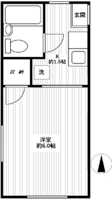 高橋荘(1K/2階)の間取り写真