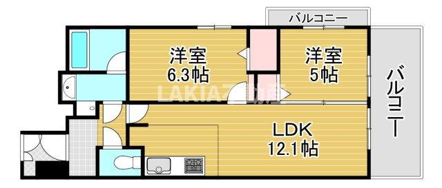エステムコート京橋セレブIポーラスター(2LDK/9階)の間取り写真