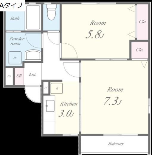 リーフレジデンス西館(2K/2階)の間取り写真