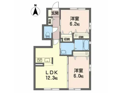 シャーメゾン・グランヴェールA棟(2LDK/1階)の間取り写真