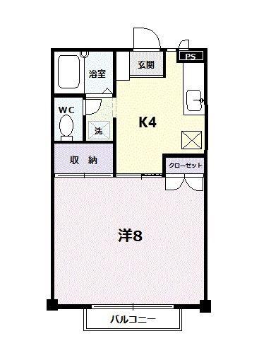 レーベンハイツB(1K/2階)の間取り写真