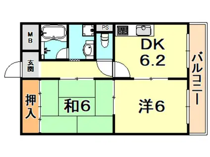 サン住吉川(2DK/2階)の間取り写真