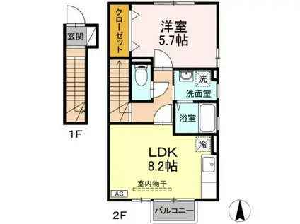 サンヒルズもえぎ台(1LDK/2階)の間取り写真