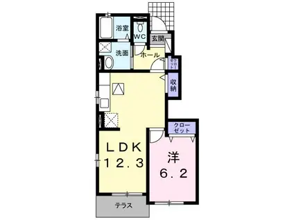 ラブリーKI(1LDK/1階)の間取り写真