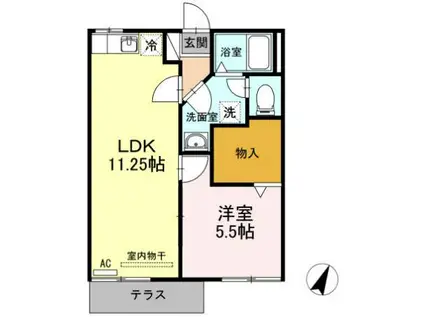 カーサいなり B(1LDK/2階)の間取り写真
