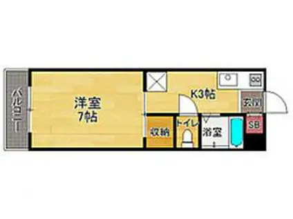 川原ビル(1K/2階)の間取り写真