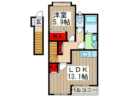 ネオハイム(1LDK/2階)の間取り写真