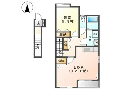 グレイシス堀越(1LDK/2階)の間取り写真