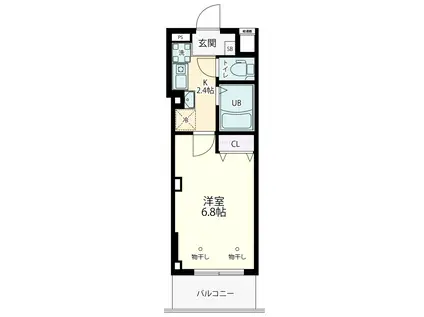 芦花公園エクセル2(1K/4階)の間取り写真