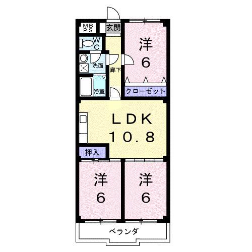 田中ハイツ(3LDK/1階)の間取り写真