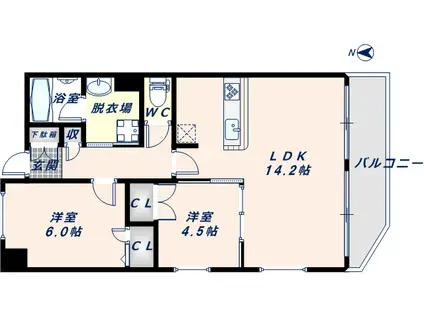 グランルシェル(2LDK/4階)の間取り写真