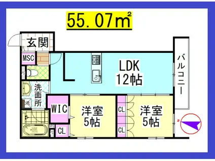 AF フェリーチェ湘南台(2LDK/3階)の間取り写真