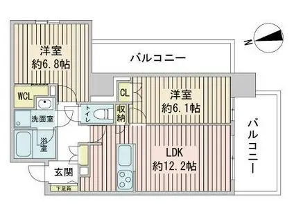 ファーストアヴェニュー円山公園(2LDK/7階)の間取り写真