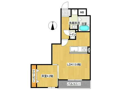 ル・リヤン末広(1LDK/9階)の間取り写真