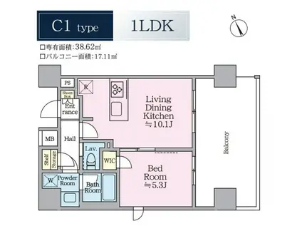 ルフレグランデ川崎ドゥーエ(1K/9階)の間取り写真