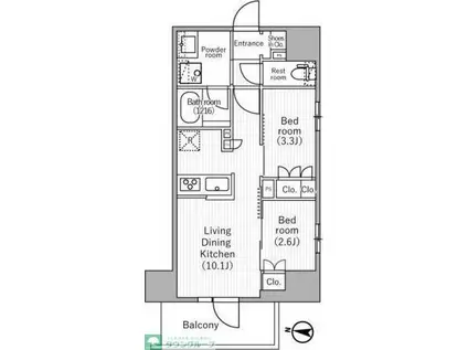 NIDO MINOWA(2LDK/4階)の間取り写真