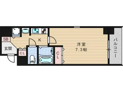 アーバンフラッツ難波東(1K/13階)の間取り写真